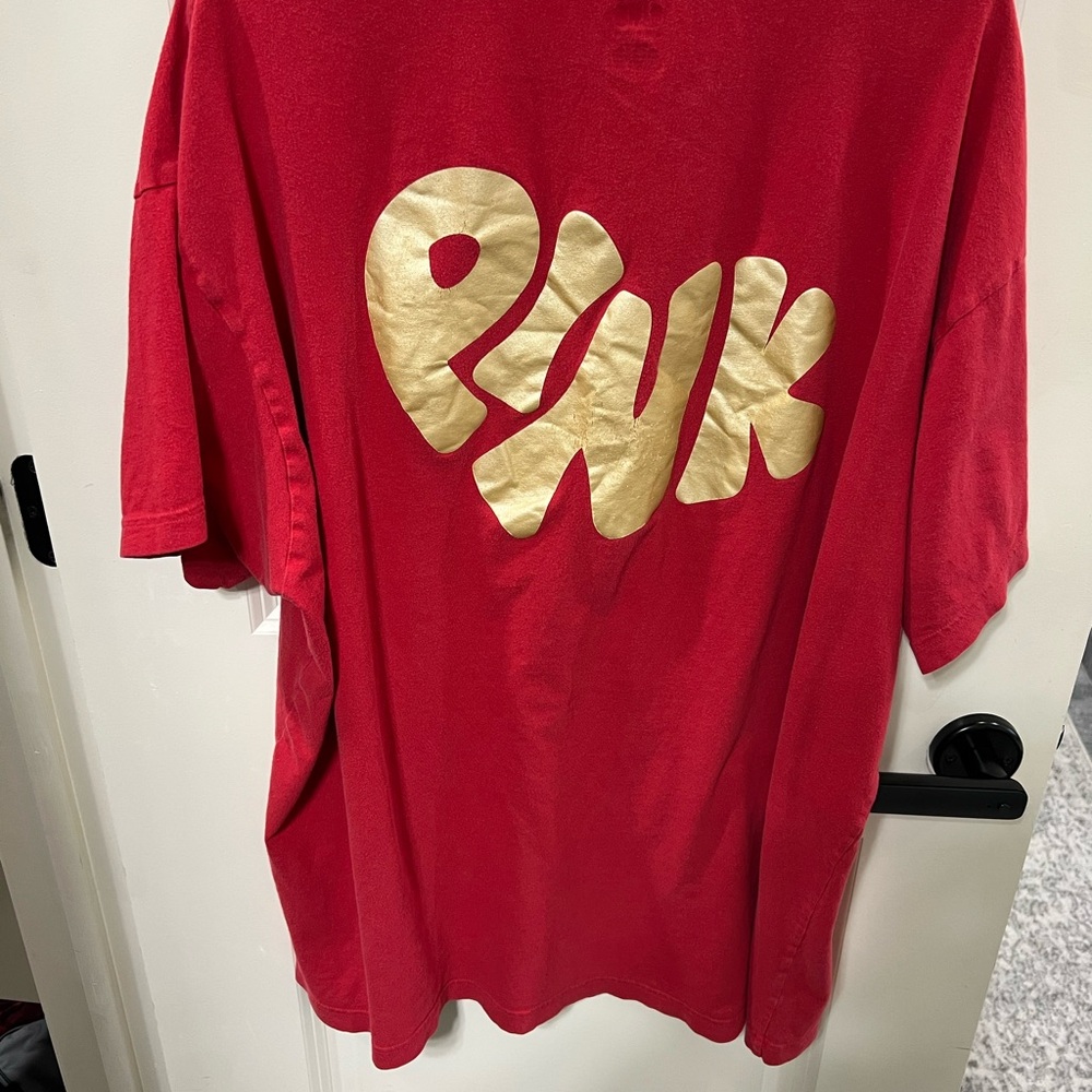 Red T-Shirt with Gold Graphic
